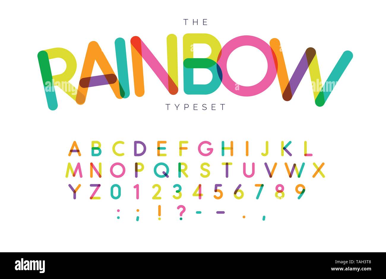 Rainbow Letters And Numbers Set Festival Style Vector Latin