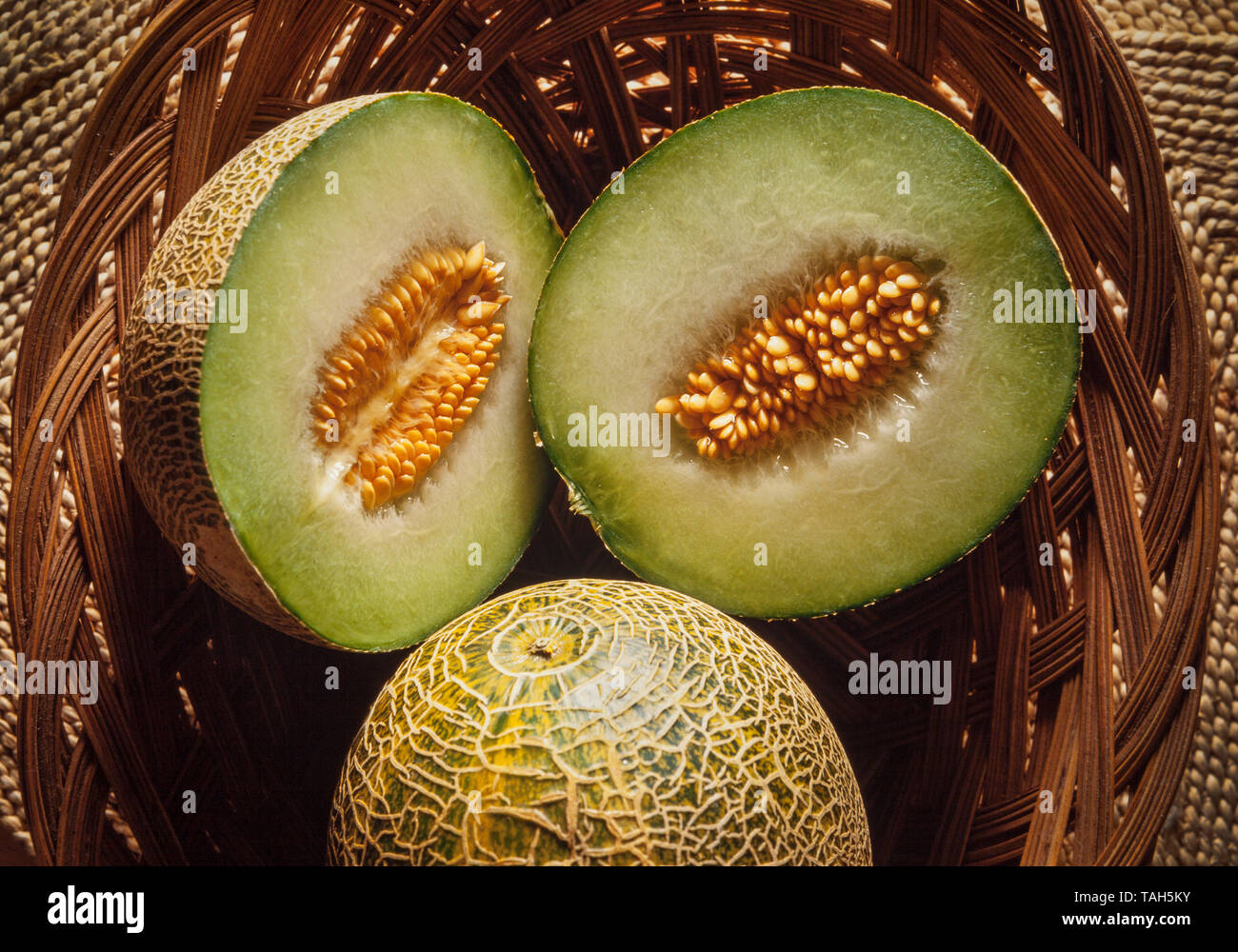 Galia Melon Cucumis Melo Cut Section Showing Flesh Seeds Stock Galia Melon Cucumis Melo Cut Section Showing Flesh Seeds Stock