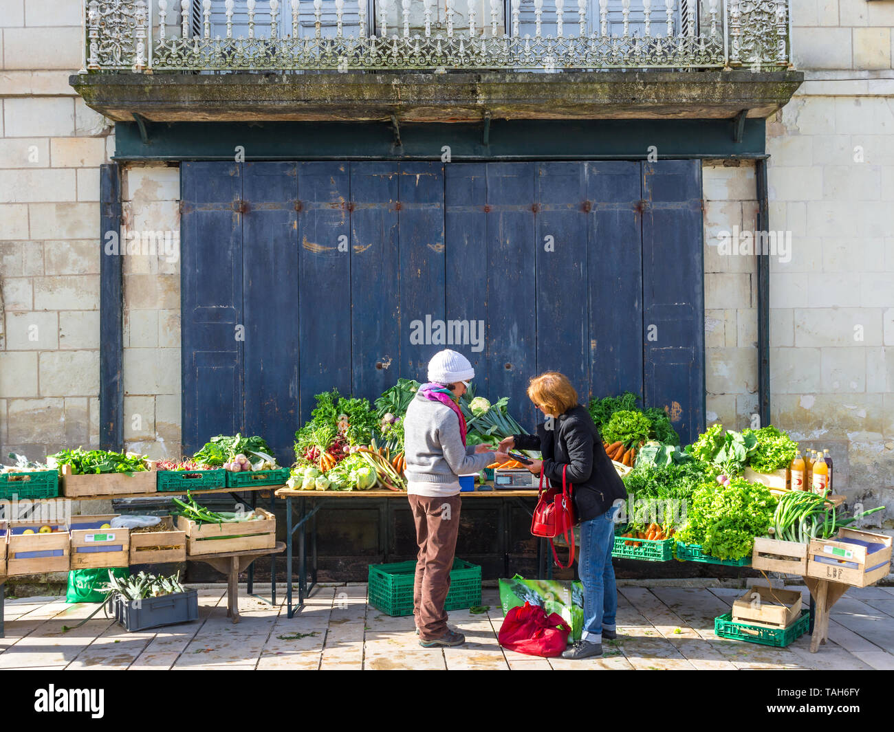 Fresh vegetables at open-air market - France. Stock Photo
