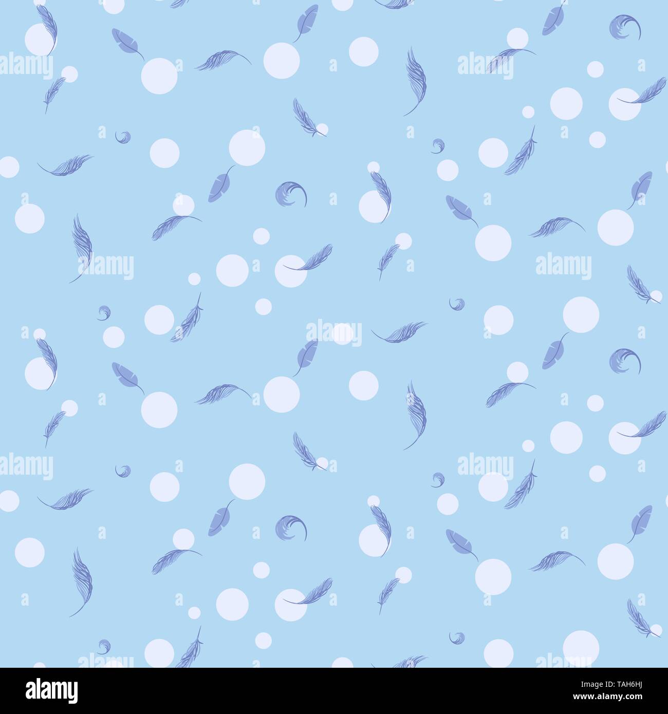 Purity seamless vector pattern with feathers and bubbles. Stock Vector