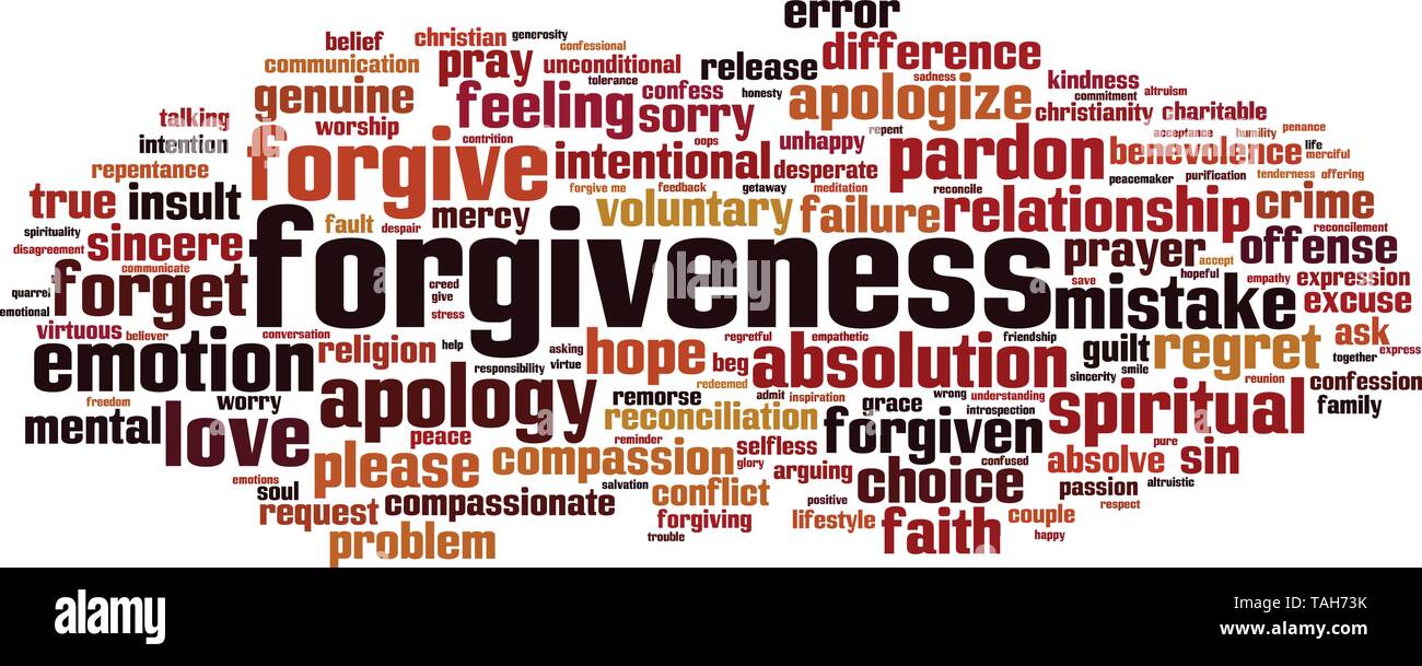 Forgiveness word cloud concept. Collage made of words about forgiveness. Vector illustration Stock Vector