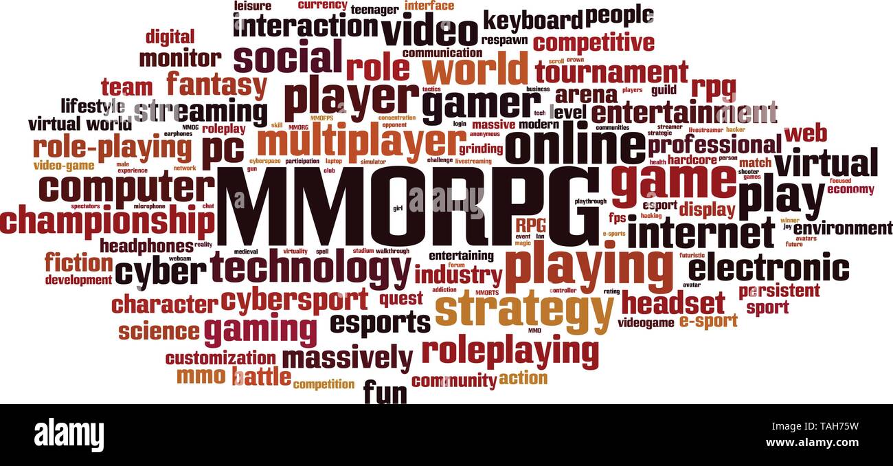 MMORPG word cloud concept. Vector illustration Stock Vector