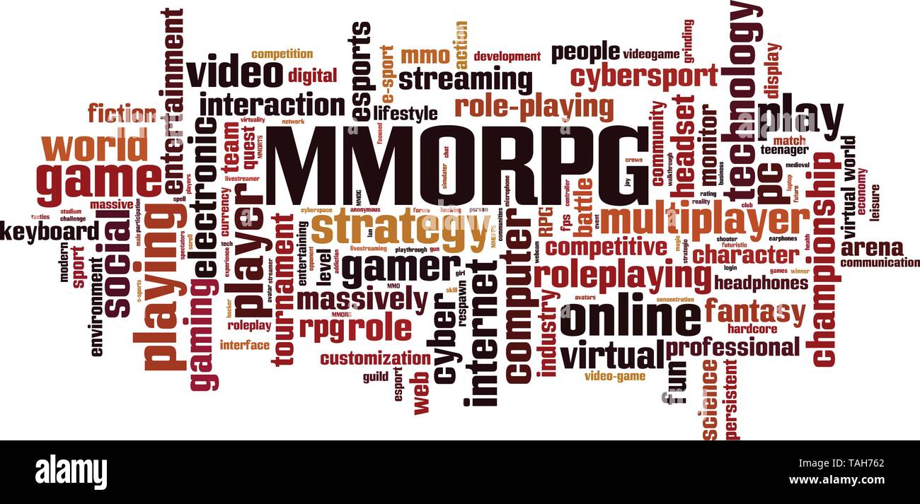 MMORPG word cloud concept. Vector illustration Stock Vector