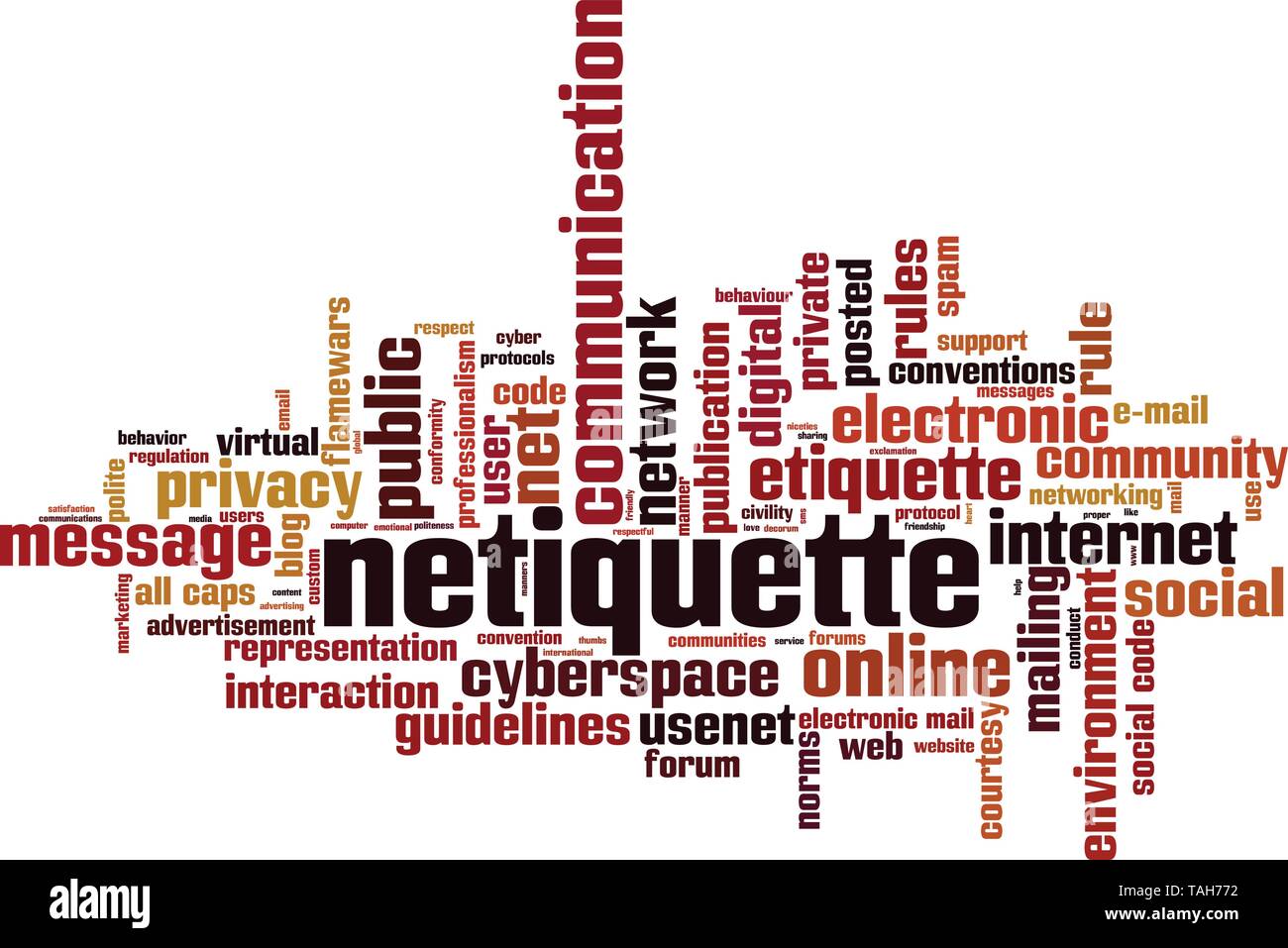 Netiquette word cloud concept. Collage made of words about netiquette. Vector illustration Stock Vector
