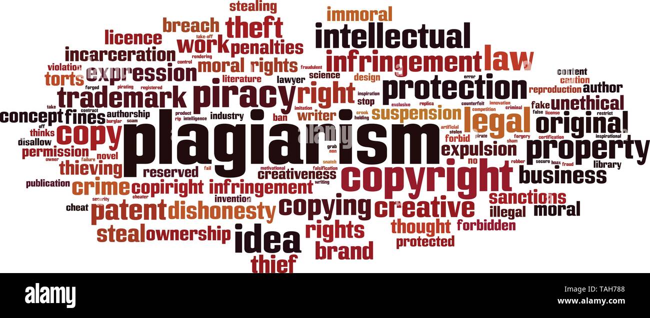 Plagiarism word cloud concept. Collage made of words about plagiarism. Vector illustration Stock Vector