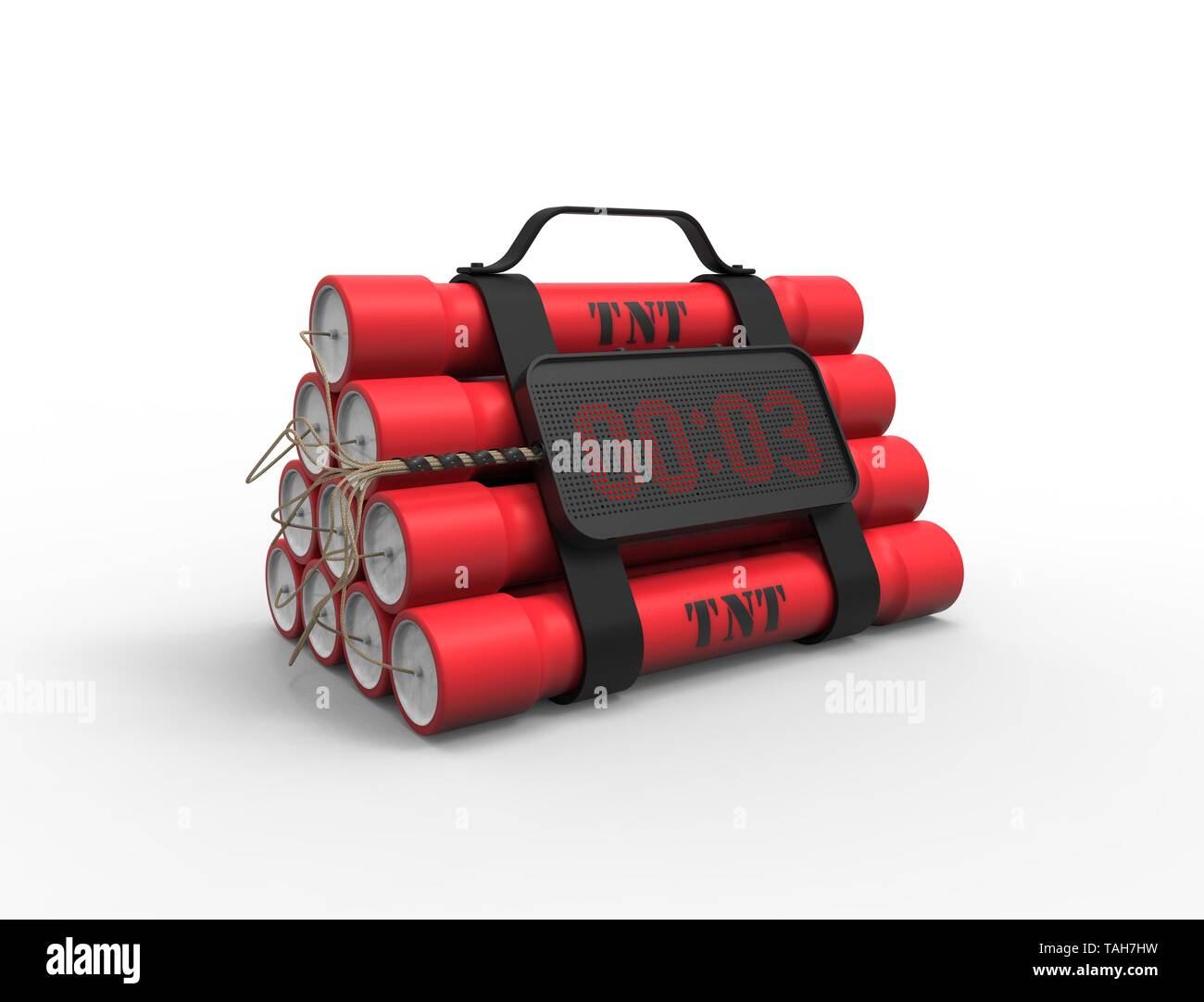 3D illustration 3D rendering of TNT dynamite bomb with a timer isolated on  white studio background Stock Photo - Alamy