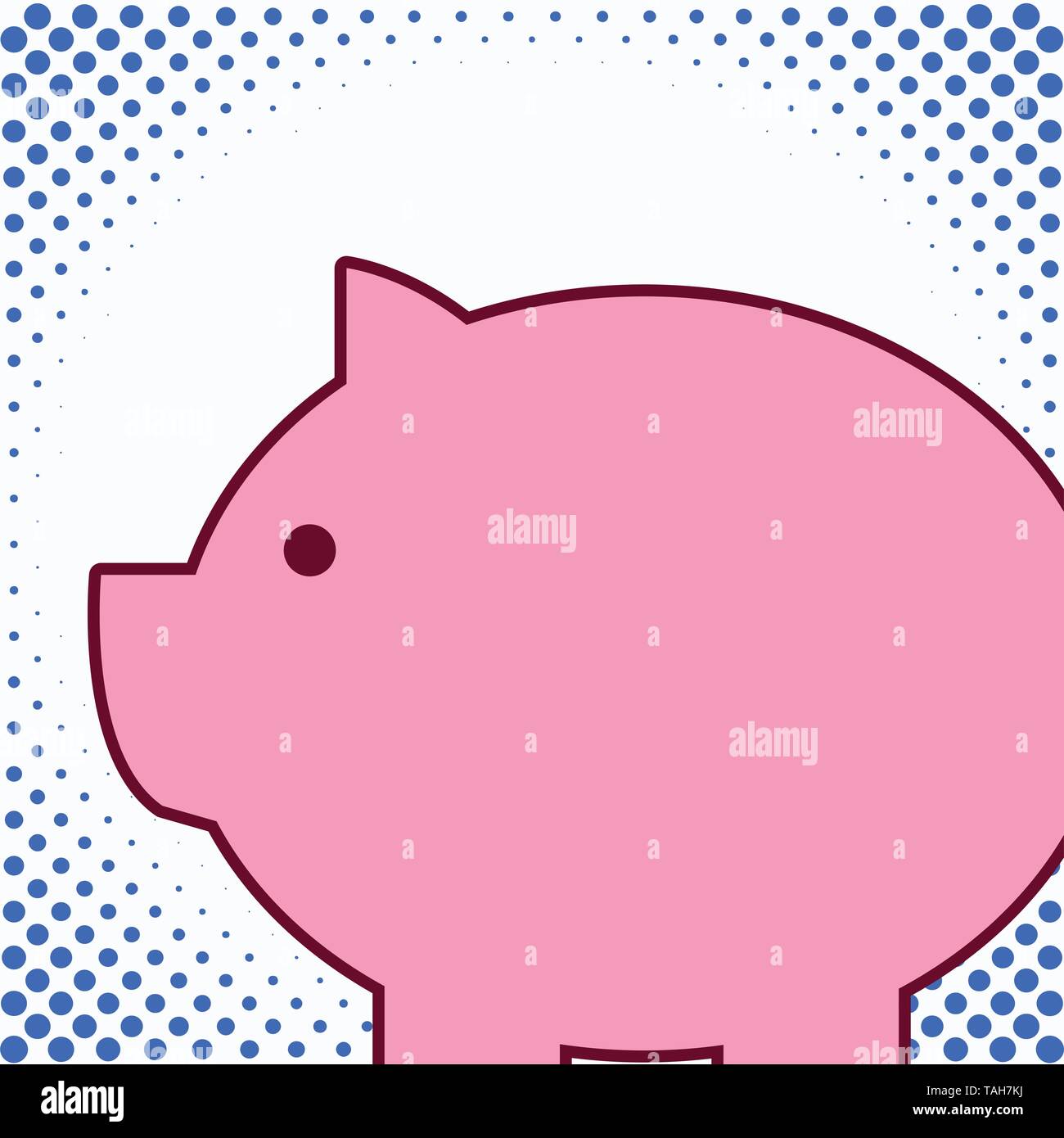 Side view big piggy bank with abstract geometrical background flat ...
