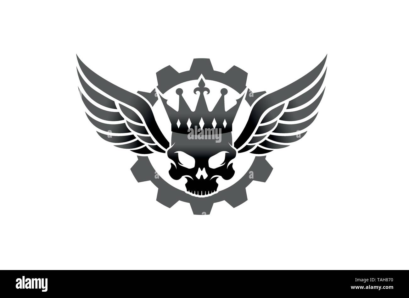 Creative Black Skull Crown Gear King Wing Logo Design Illustration Stock Vector Image Art Alamy