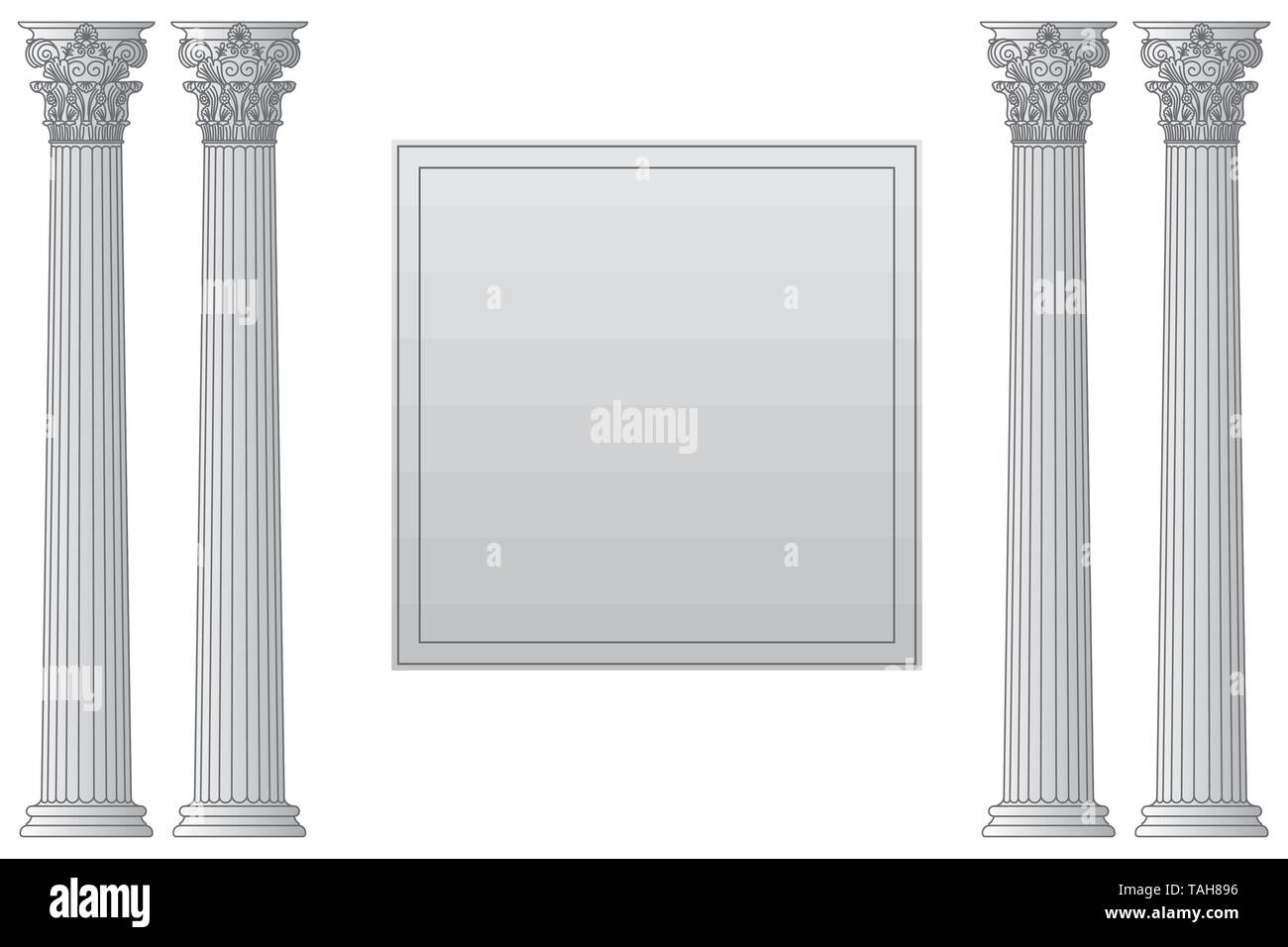Template with historical antique greek columns with place for text. Vector line illustration Stock Vector