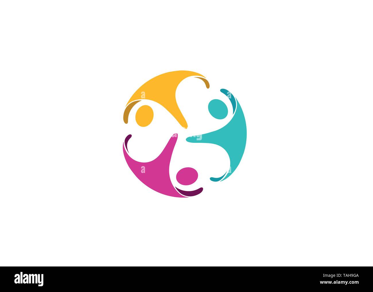 Creative Colorful Three People Logo Stock Vector
