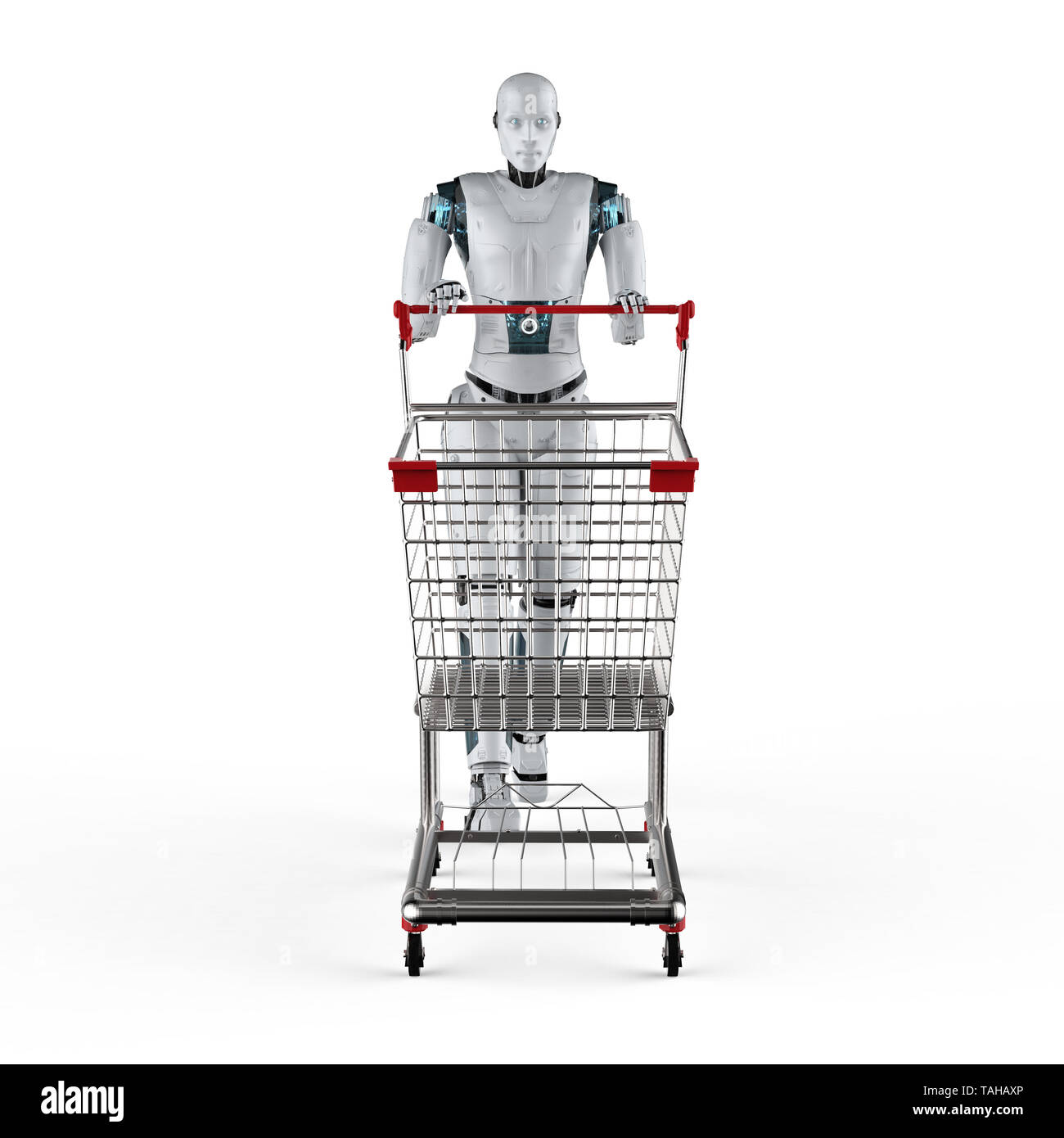 Online shopping concept with 3d rendering robot hold shopping Stock Photo - Alamy