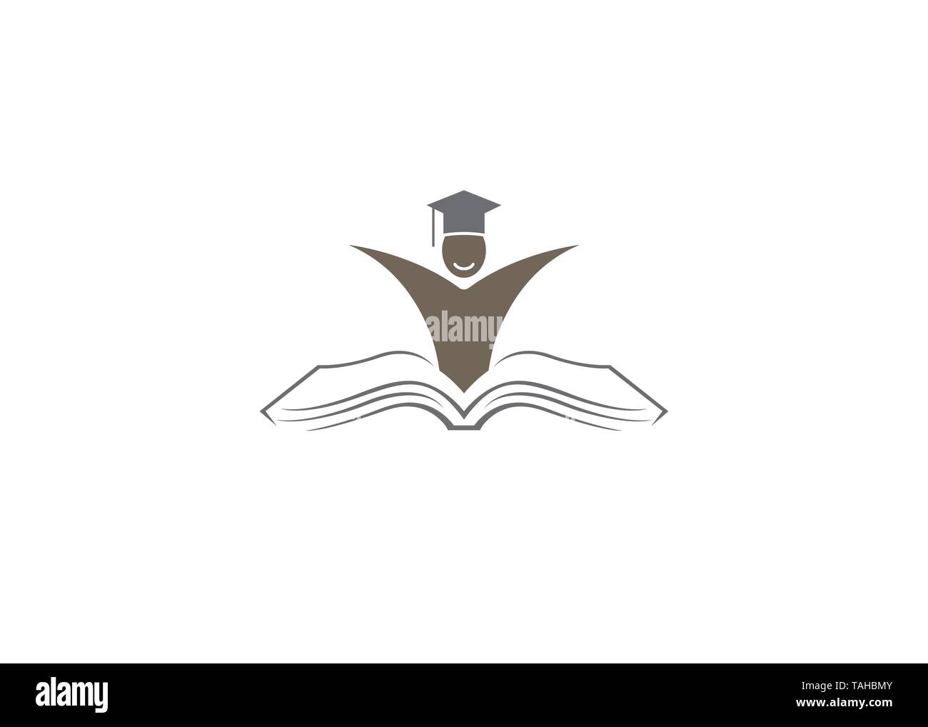 Creative Happy Student Open Book Education Logo Stock Vector
