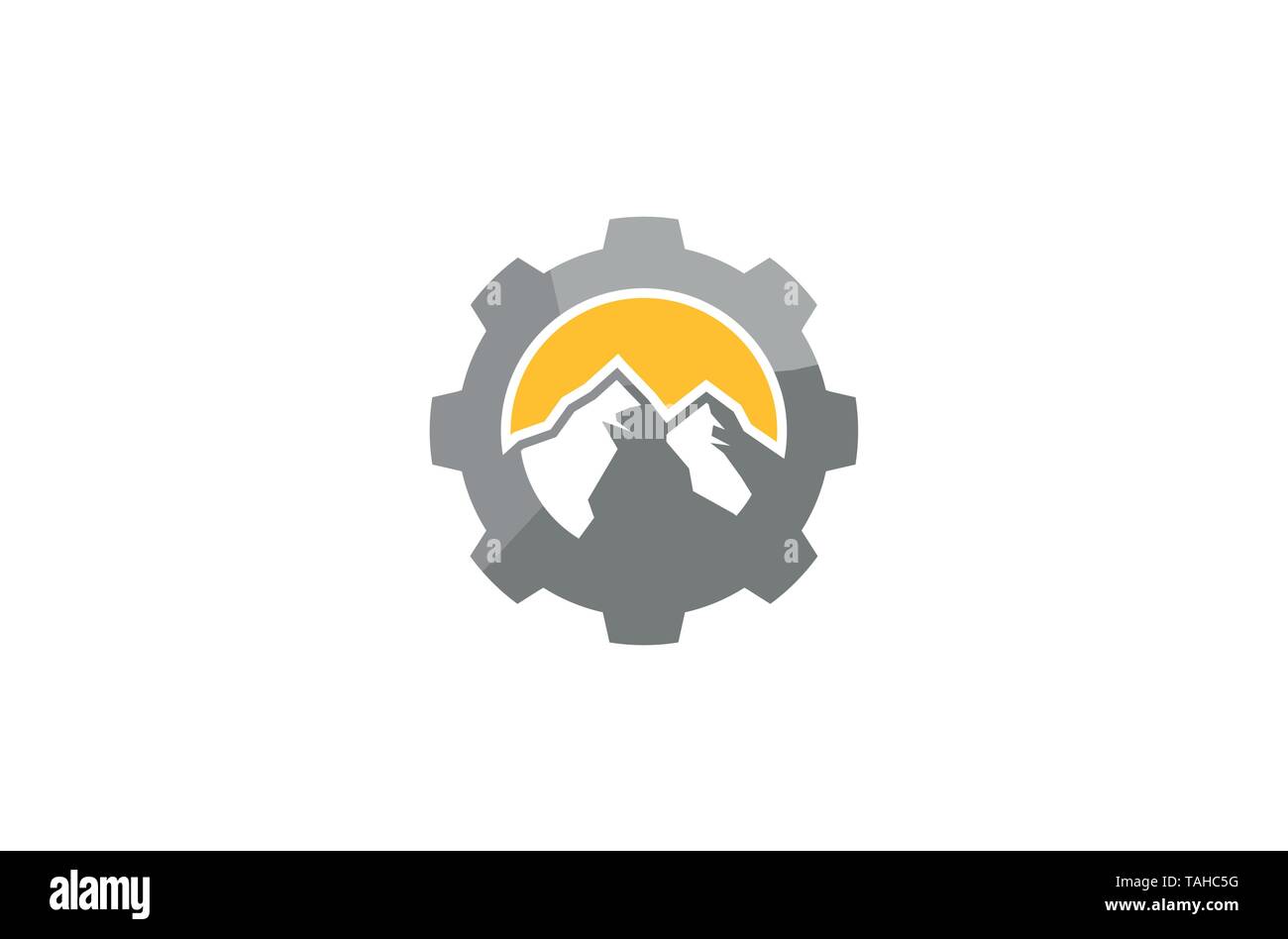 Creative Mountain Gear Logo Vector Icon Design Illustration Stock Vector