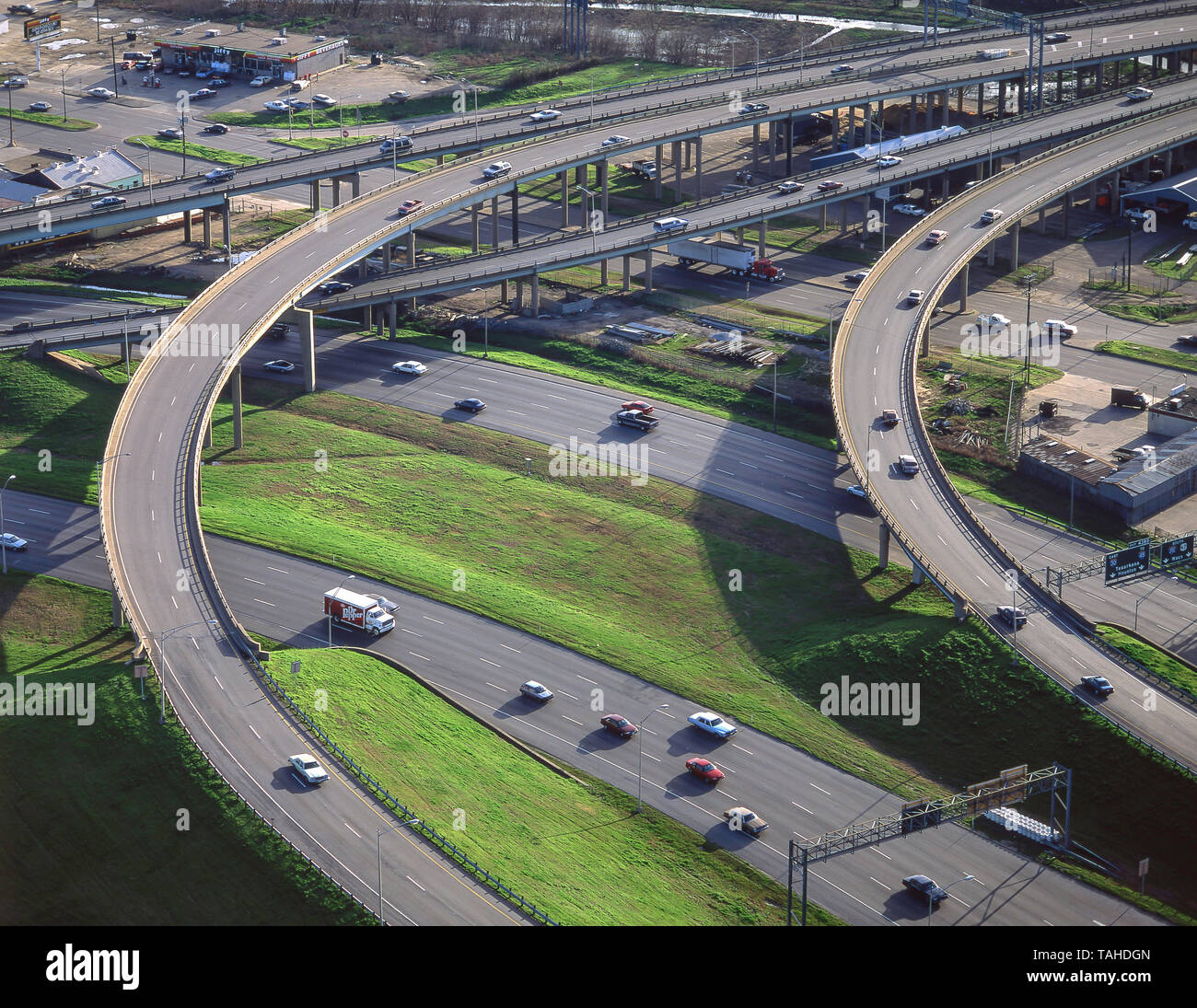 City freeway junction, Dallas, Texas, United States of America Stock Photo