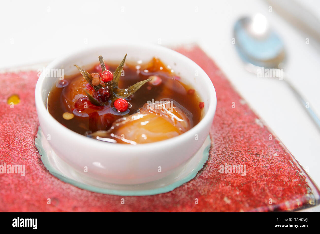 Hot chutnee sauce with tomato and red aromatic pepper Stock Photo