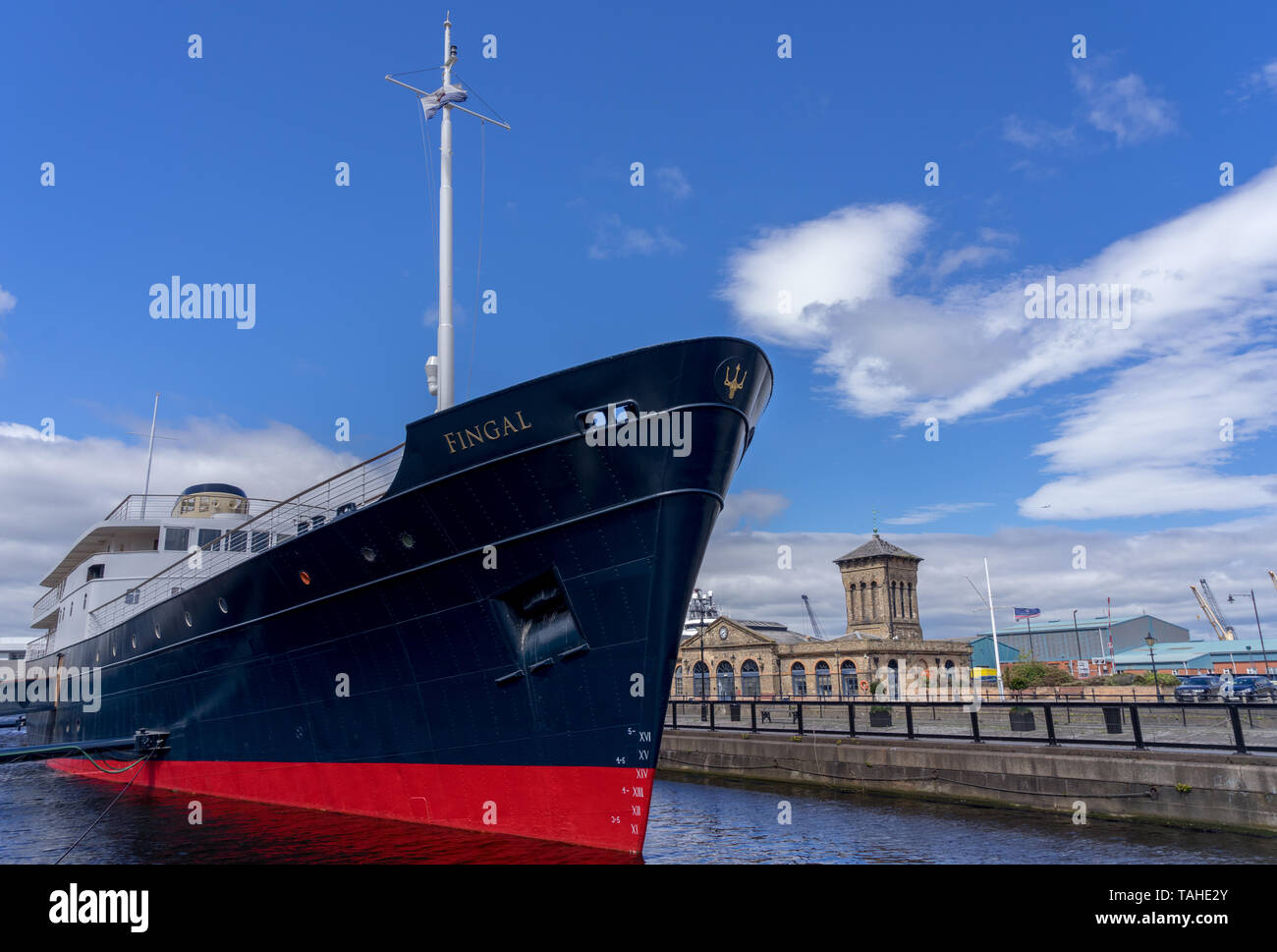 The MV Fingal, a luxury floating hotel permanently berthed in Leith