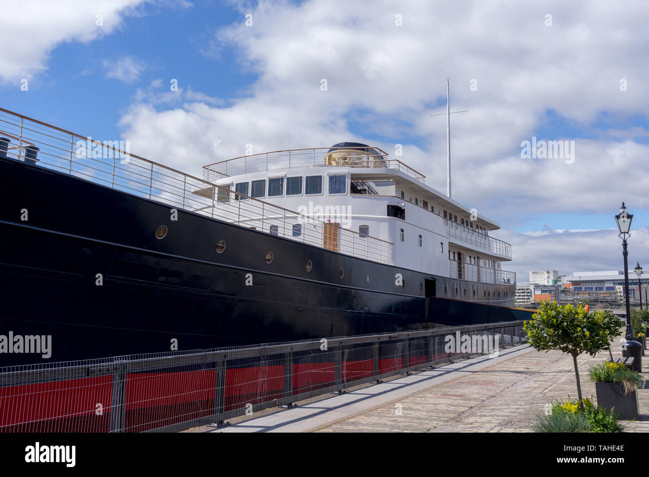 The MV Fingal, a luxury floating hotel permanently berthed in Leith