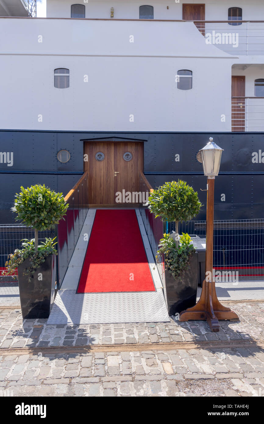 The MV Fingal, a luxury floating hotel permanently berthed in Leith