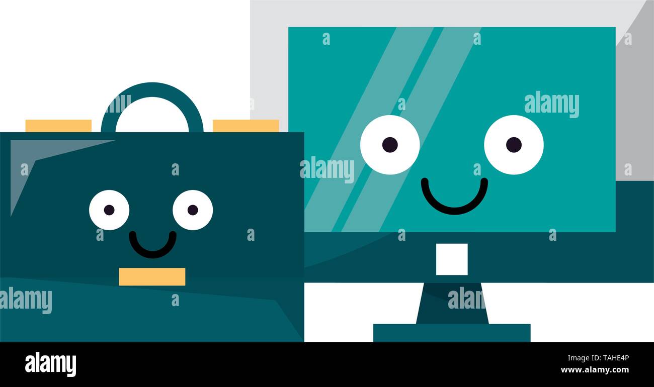 Computer screen and briefcase vector illustration Stock Vector Image ...