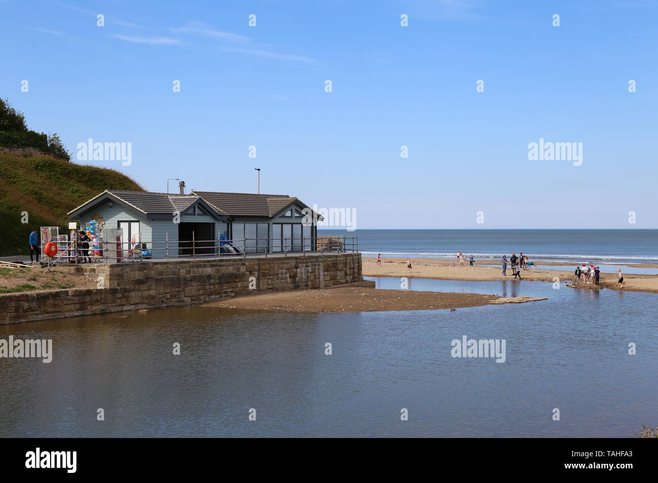Tides beachside cafe, East Row, Sandsend, Borough of Scarborough, North Yorkshire, England, Great Britain, United Kingdom, UK, Europe Stock Photo