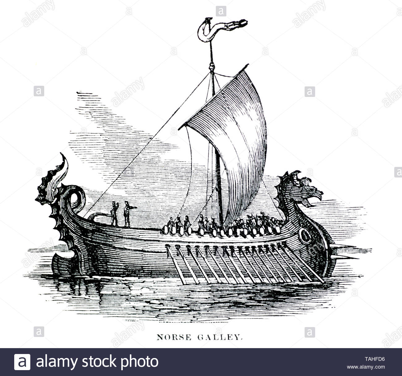 Norse Galley Viking Ship illustration Stock Photo