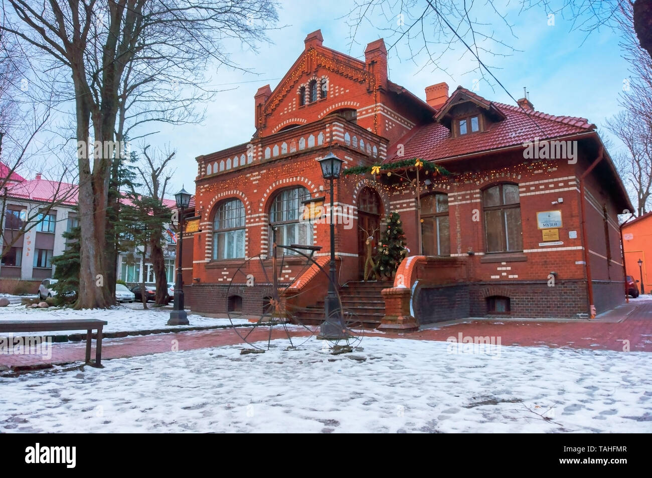 Zelenograd city Museum of local lore, Lenin street near the station former Villa Krell, Zelenogradsk, Kaliningrad region, January 12, 2019 Stock Photo