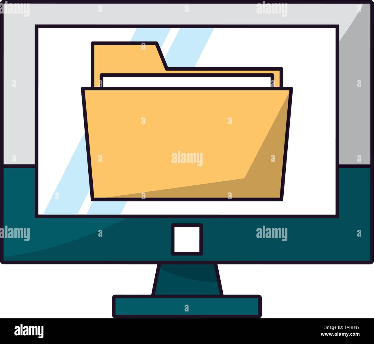 Computer File Folder Sign 2d Folder on computer screen symbol vector illustration Stock Vector Image ...
