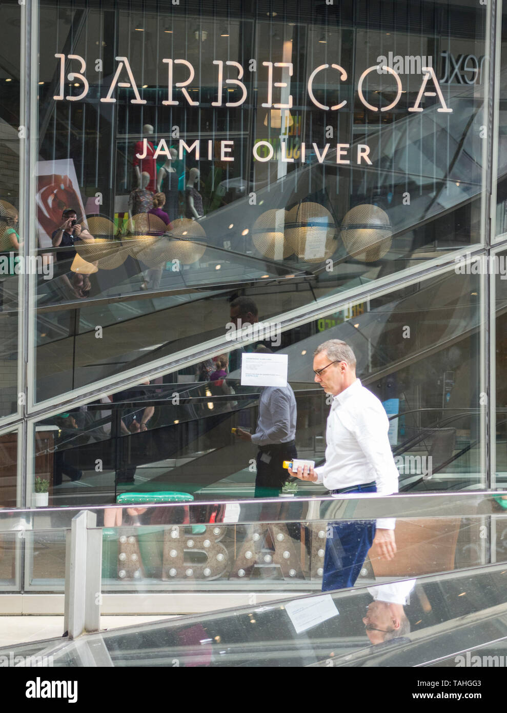 Exterior of Jamie Oliver's Barbecoa restaurant, New Change, City of London, London, EC4 Stock Photo