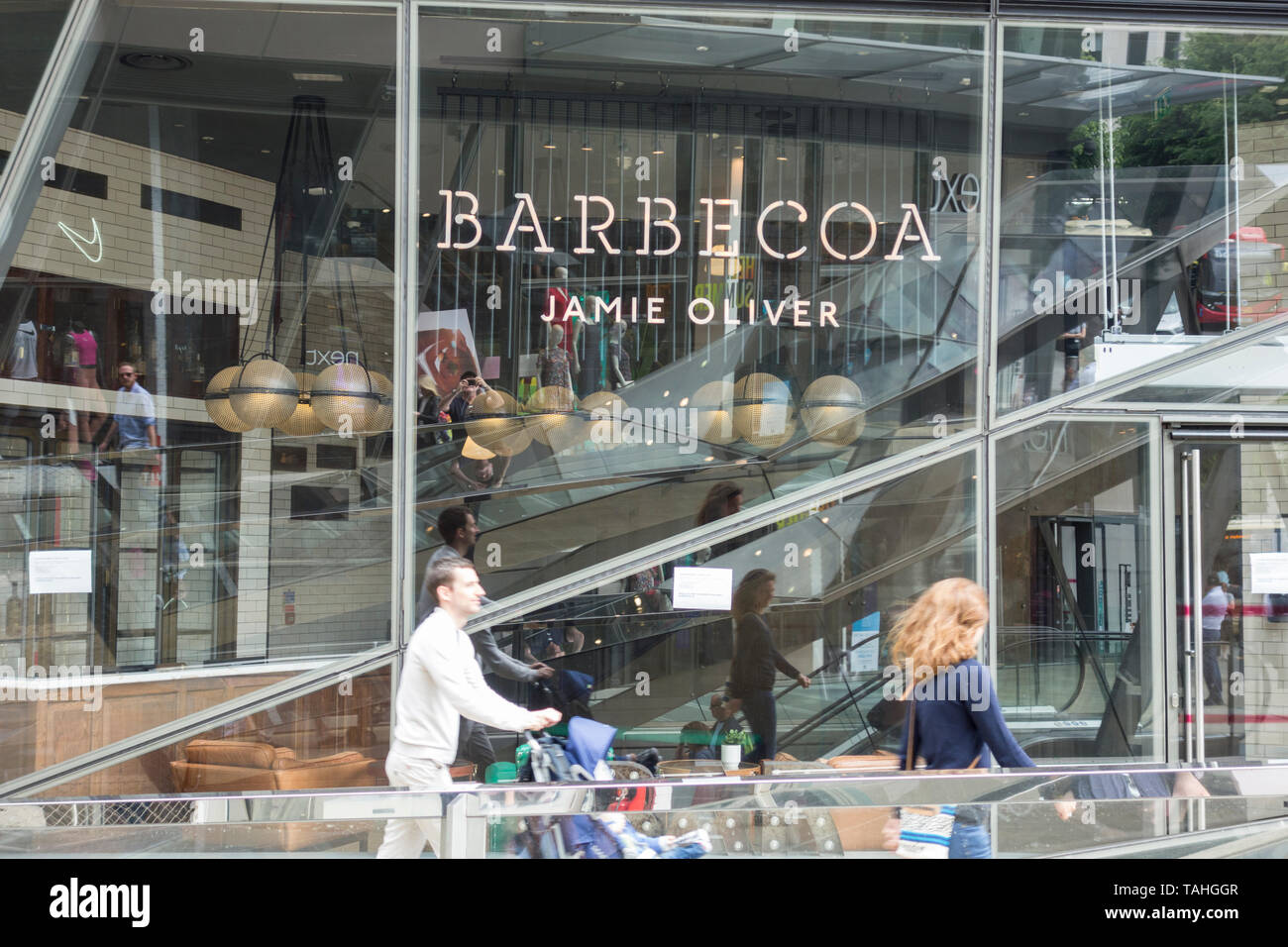 Exterior of Jamie Oliver's Barbecoa restaurant, New Change, City of London, London, EC4 Stock Photo