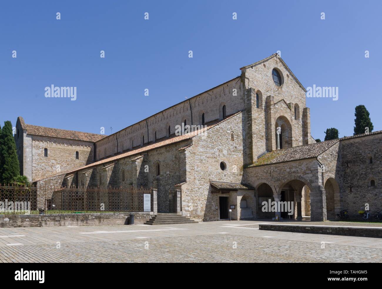 External view of the Basilica of Aquileia (Italy) dated to IV century, famous for its beautiful mosaics Stock Photo
