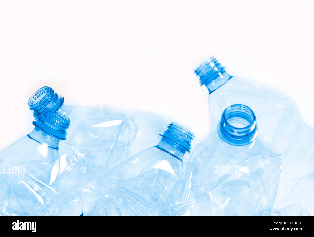 crushed plastic bottles. plastic polution concept Stock Photo