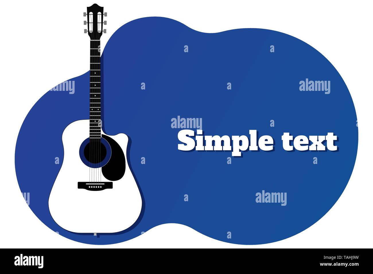 Blue template for banner or poster with guitar and place for text Vector illustration Stock Vector