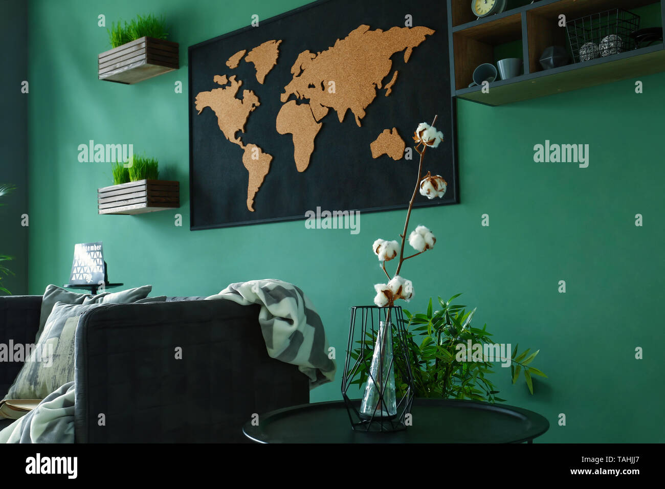Modern interior of living room with stylish furniture Stock Photo - Alamy