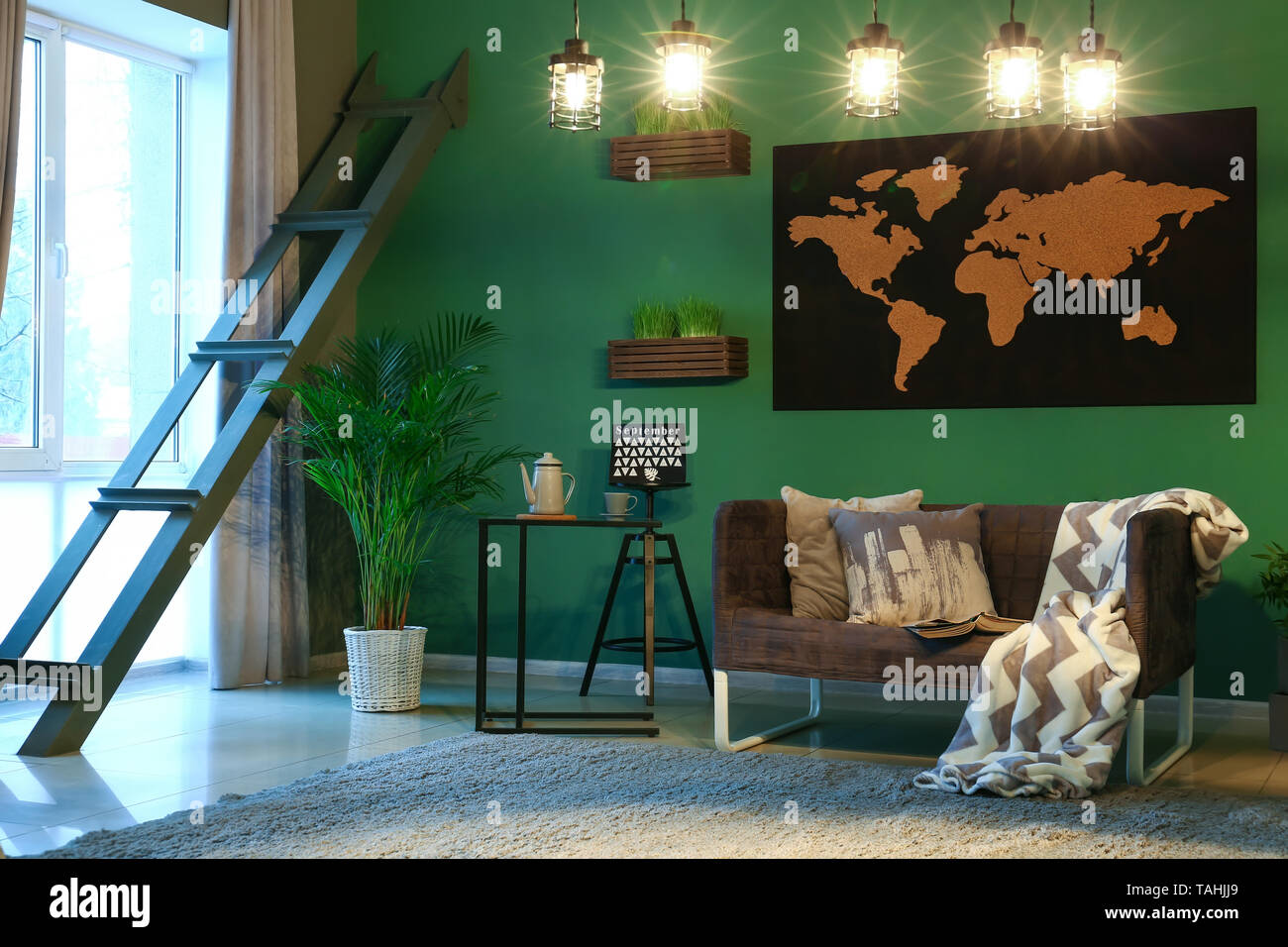 Modern interior of living room with stylish furniture Stock Photo - Alamy