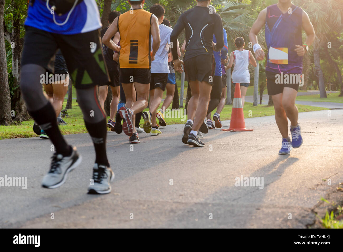 Selected Focus Group Of Marathon People Jogging In The Park - 