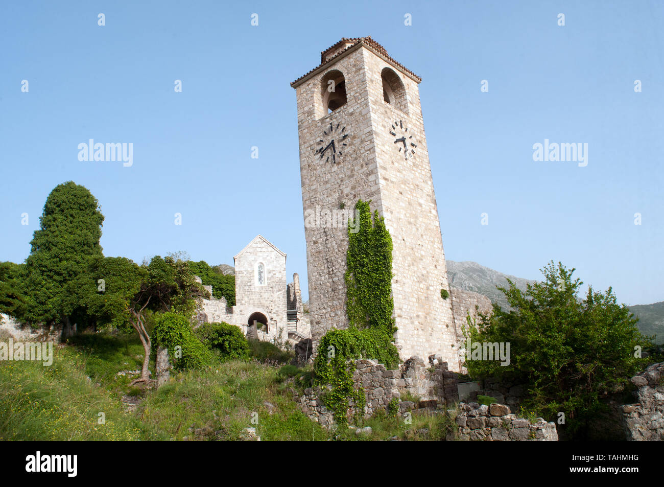 Clock tower of Stari Bar Montenegro Stock Photo