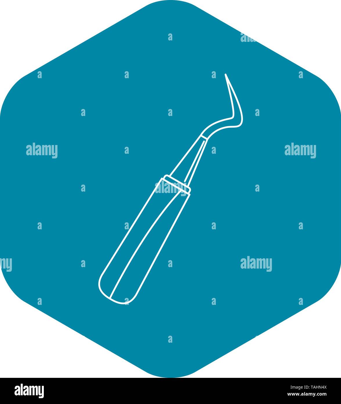Dentist hook probe icon, outline style Stock Vector