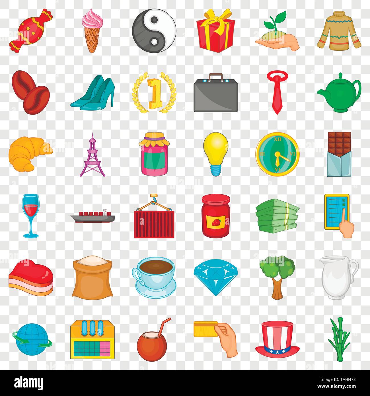 Mug icons set, cartoon style Stock Vector