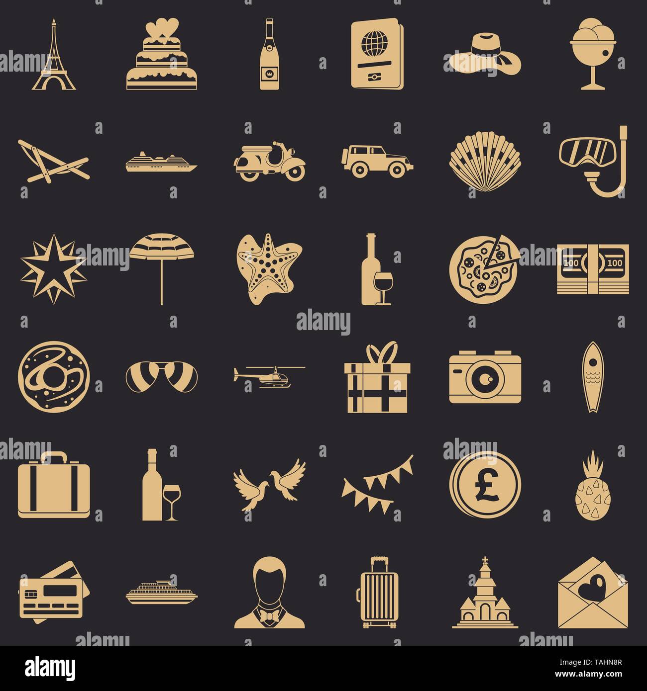 Celebration icons set, simple style Stock Vector