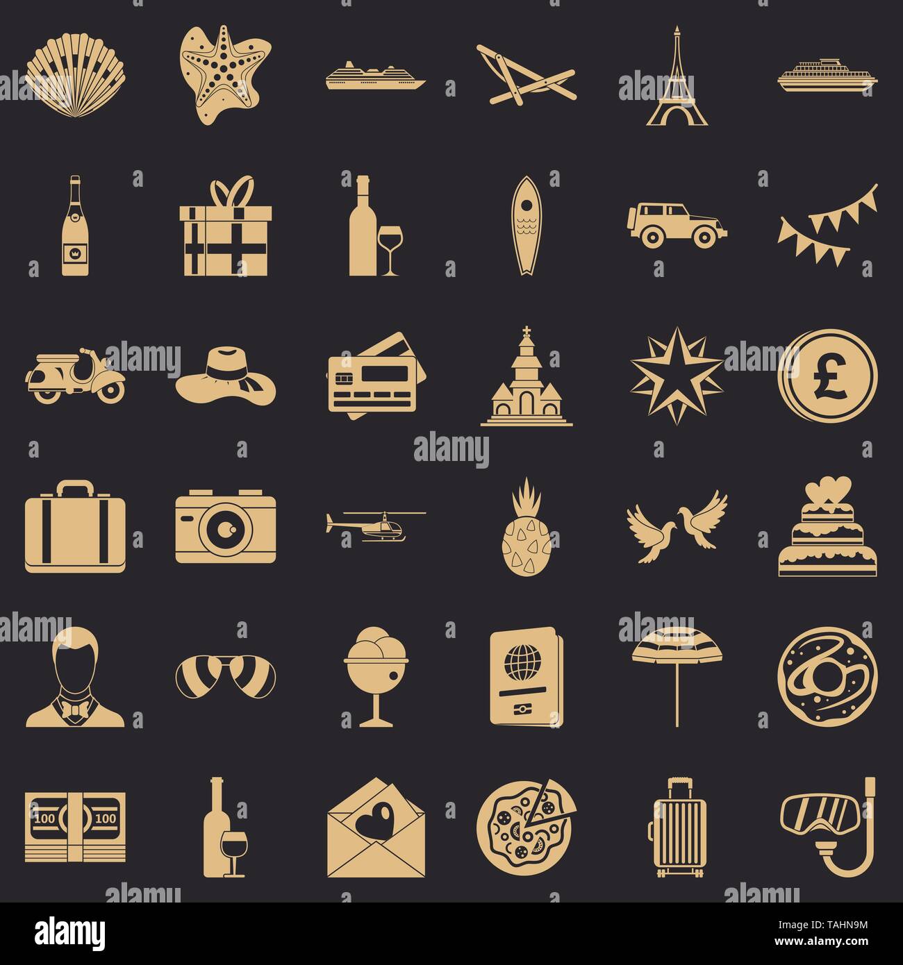 Pizza icons set, simple style Stock Vector