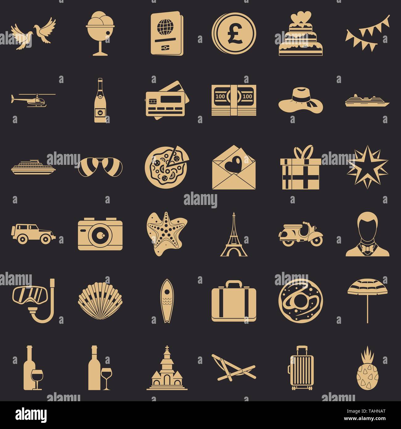Bride icons set, simple style Stock Vector