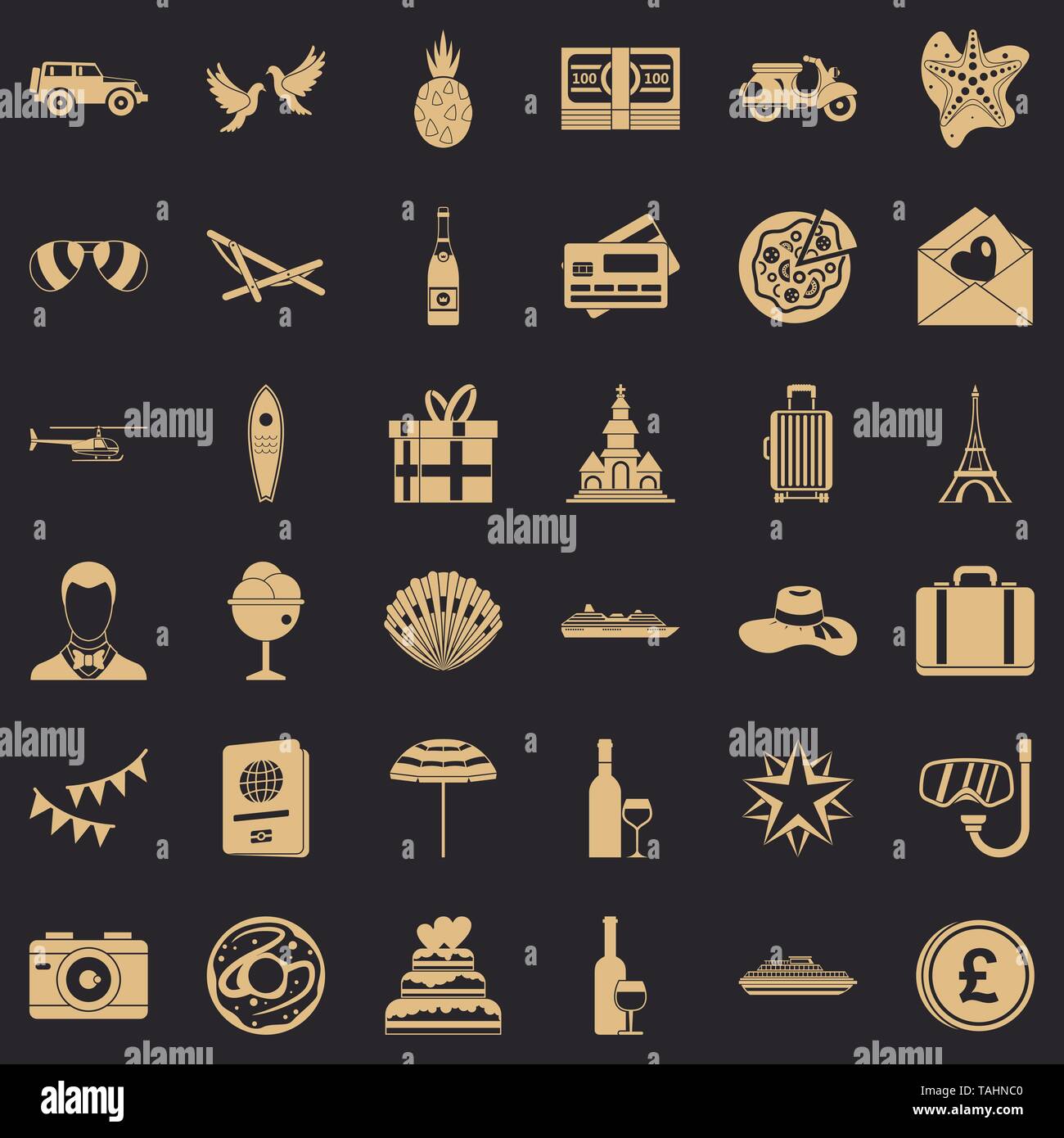 Heart icons set, simple style Stock Vector
