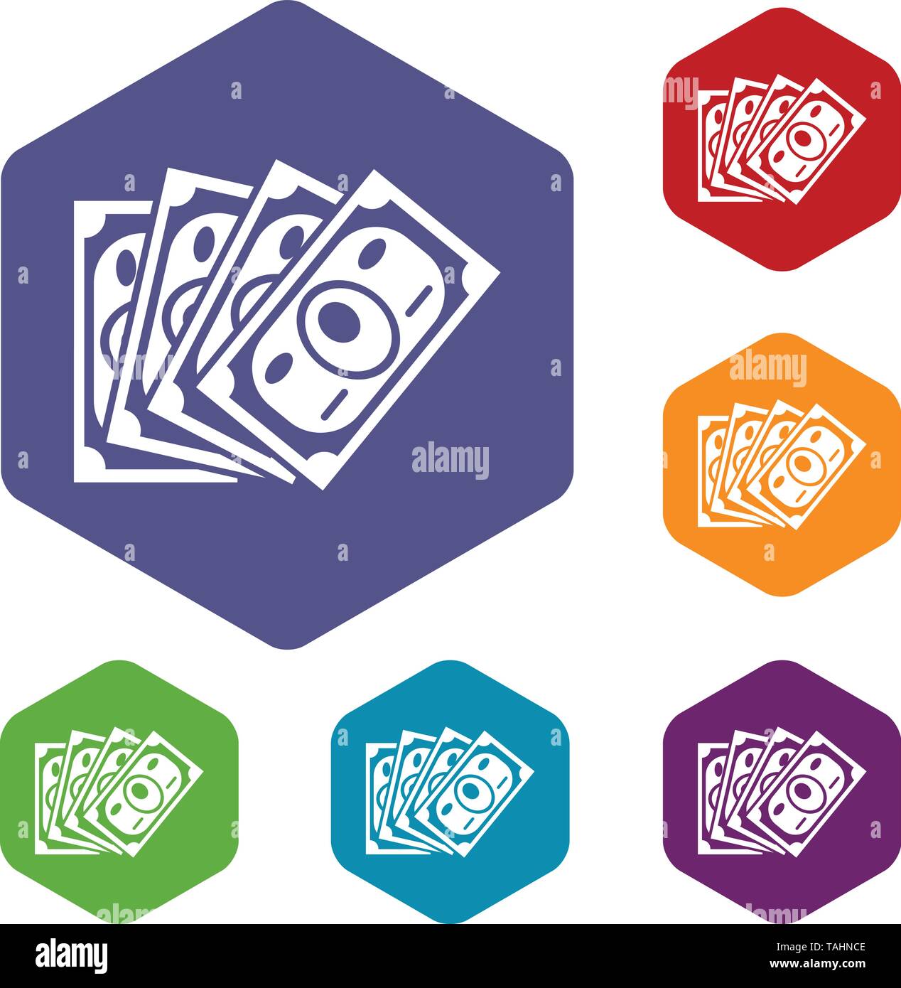 Money icons vector hexahedron Stock Vector