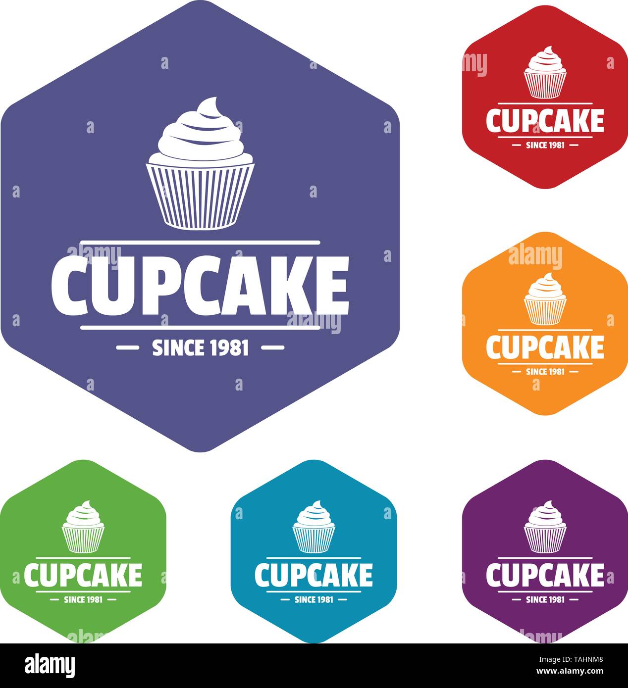 Cupcake icons vector hexahedron Stock Vector