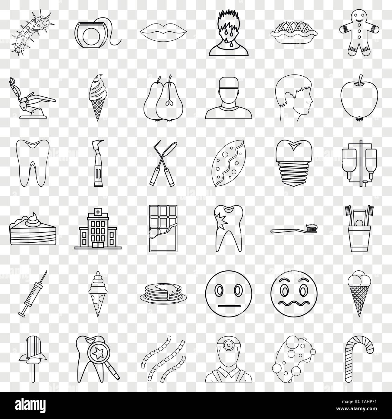 Pain icons set, outline style Stock Vector