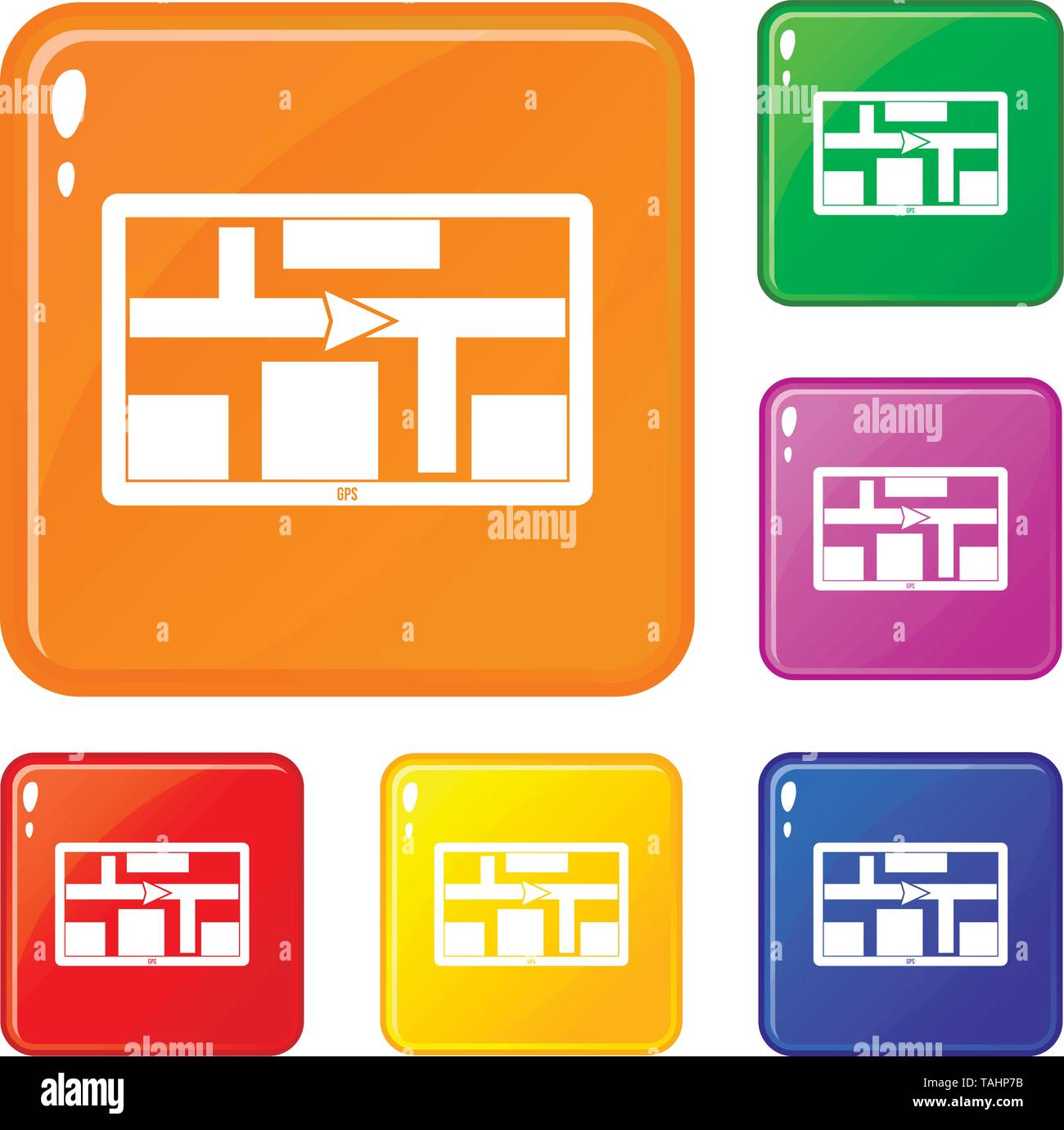 GPS navigation icons set vector color Stock Vector Image & Art - Alamy