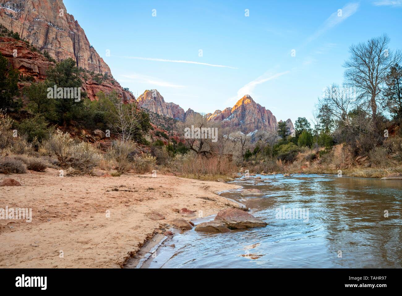 River Virgin River flows through Zion Canyon, Canyon Junction Bridge