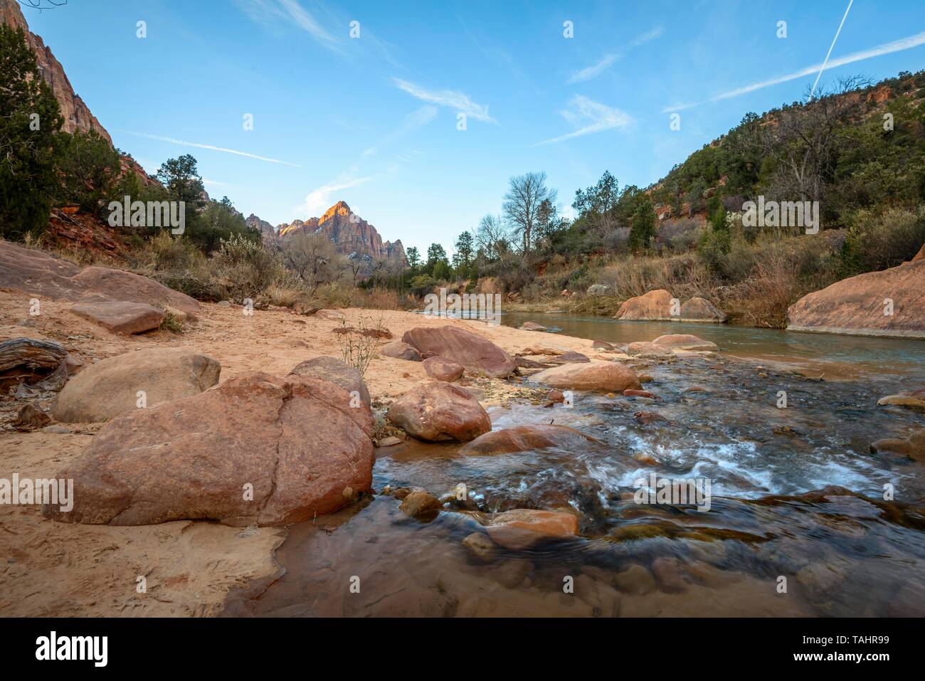 River Virgin River flows through Zion Canyon, Canyon Junction Bridge