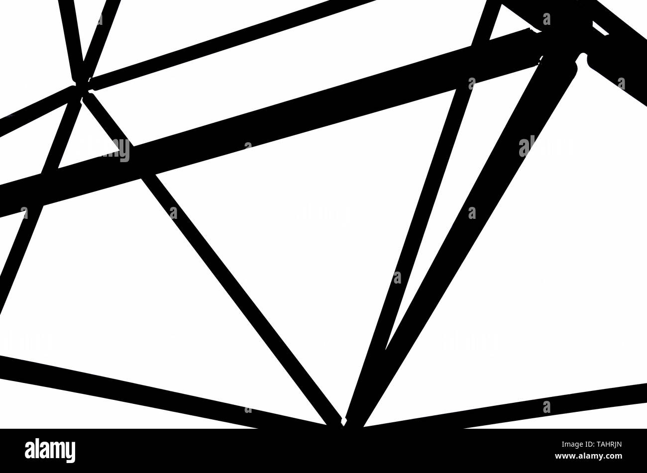 Detail of the incredible steel construction of Tetrahedron in Bottrop, Germany captured on black and white photography. The basic pattern is formed by triangles. Stock Photo