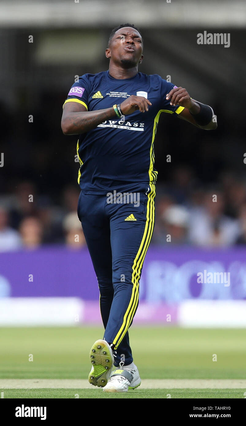Hampshire's Fidel Edwards is dejected during the Royal London One-Day Cup final at Lord's, London. Stock Photo